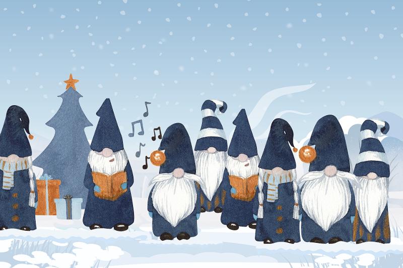 Bild mit singenden Weihnachtswichteln
