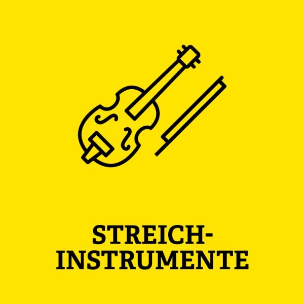 Geige und Aufschrift Streichinstrumente